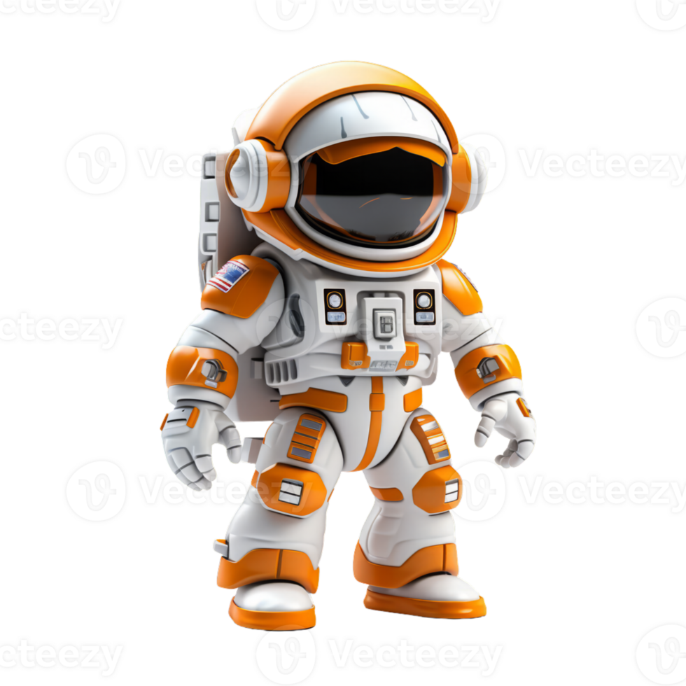 AI generated 3D Astronaut Character Mascot Isolated On Transparent Background png