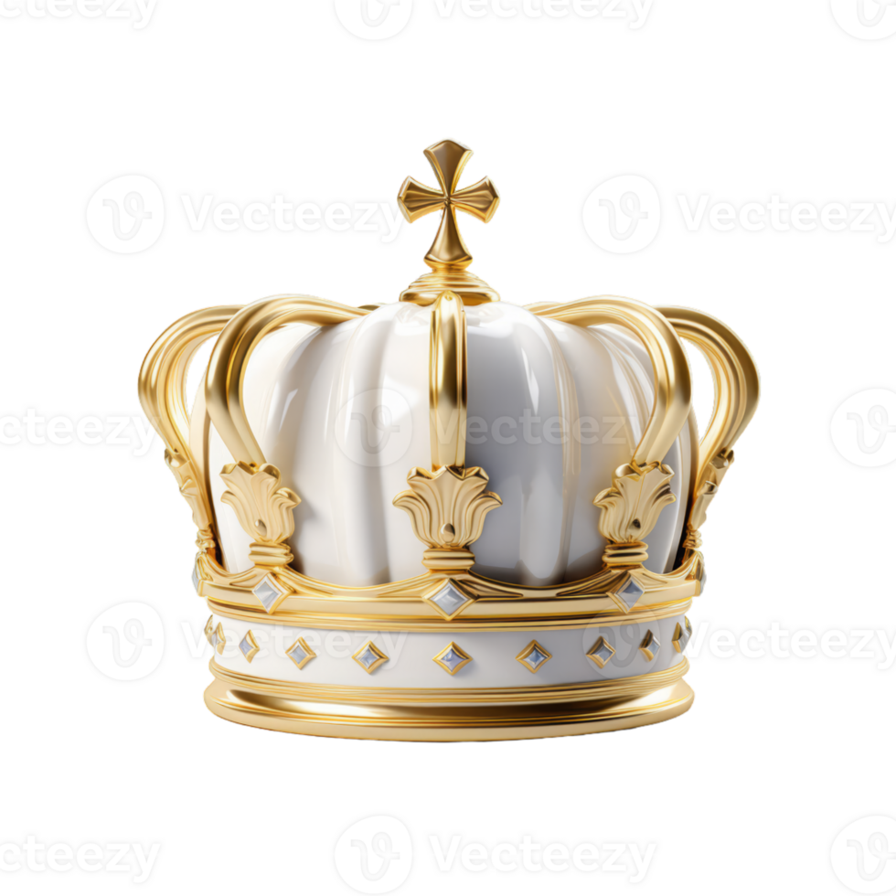 AI generated Elegant Golden Crown Isolated On Transparent Background png