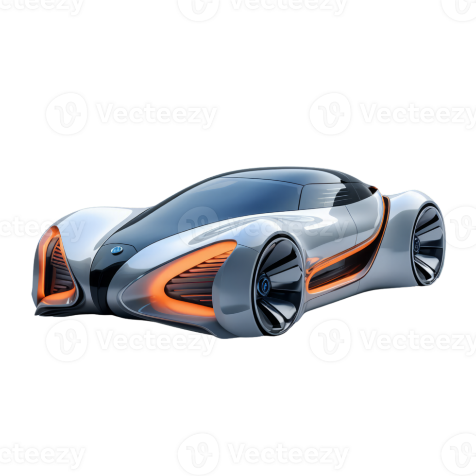 AI generated 3D Futuristic Car Isolated On Transparent Background png