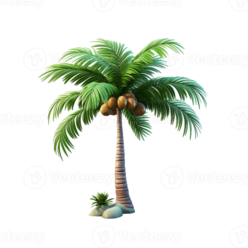 AI generated 3D Palm Tree Isolated On Transparent Background png