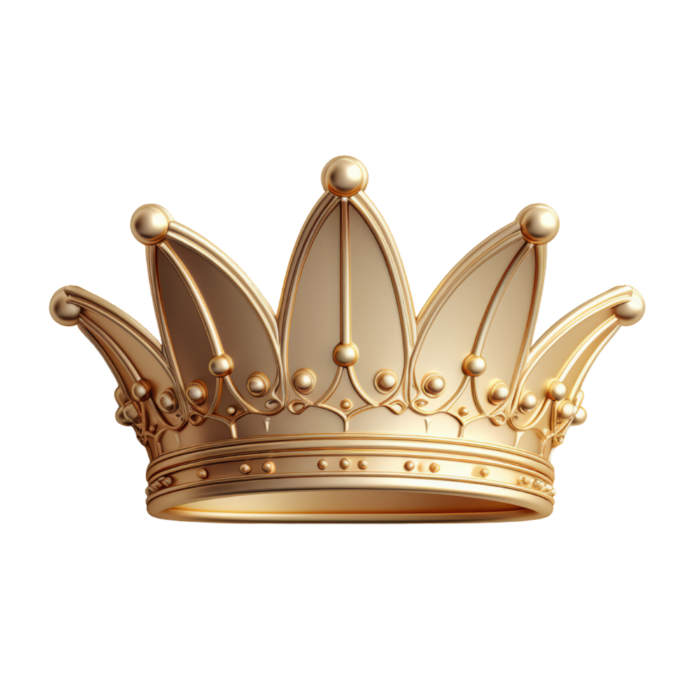 AI generated Elegant Golden Crown Isolated On Transparent Background png