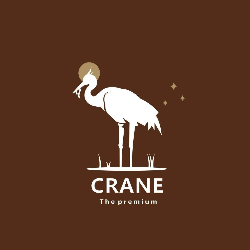 animal crane natural logo vector icon silhouette retro hipster