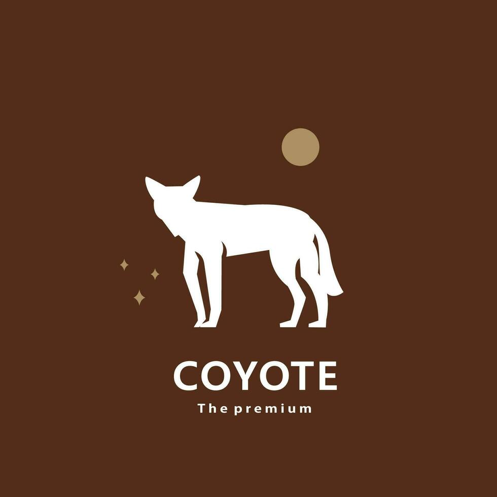 animal coyote natural logo vector icon silhouette retro hipster