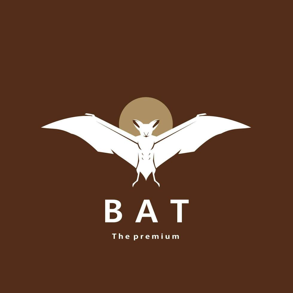 animal bat natural logo vector icon silhouette retro hipster