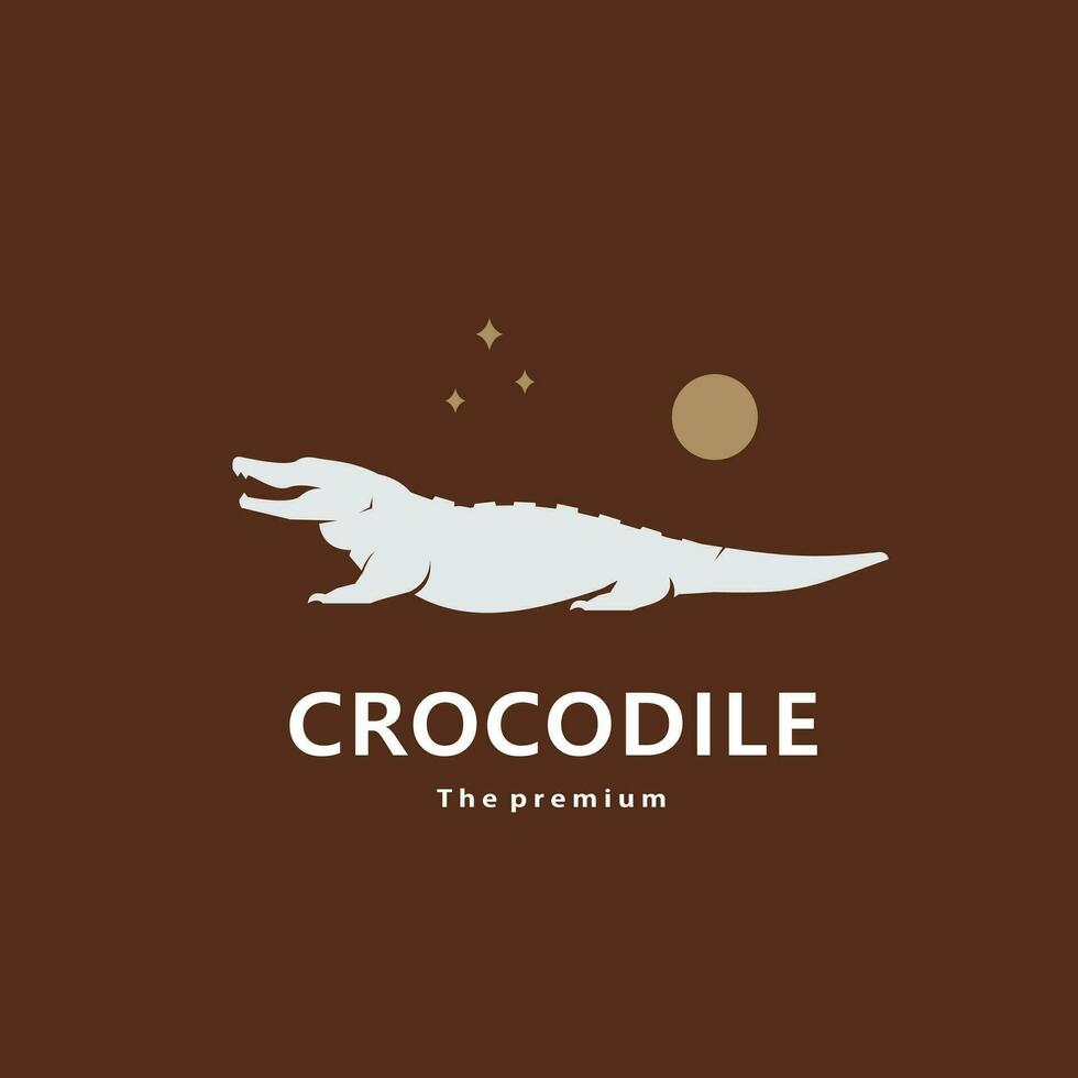 animal crocodile natural logo vector icon silhouette retro hipster