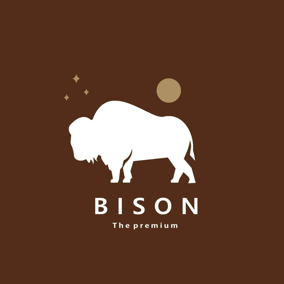 animal bisonte natural logo vector icono silueta retro hipster