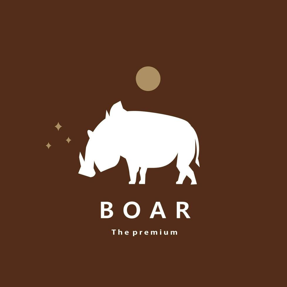 animal boar natural logo vector icon silhouette retro hipster