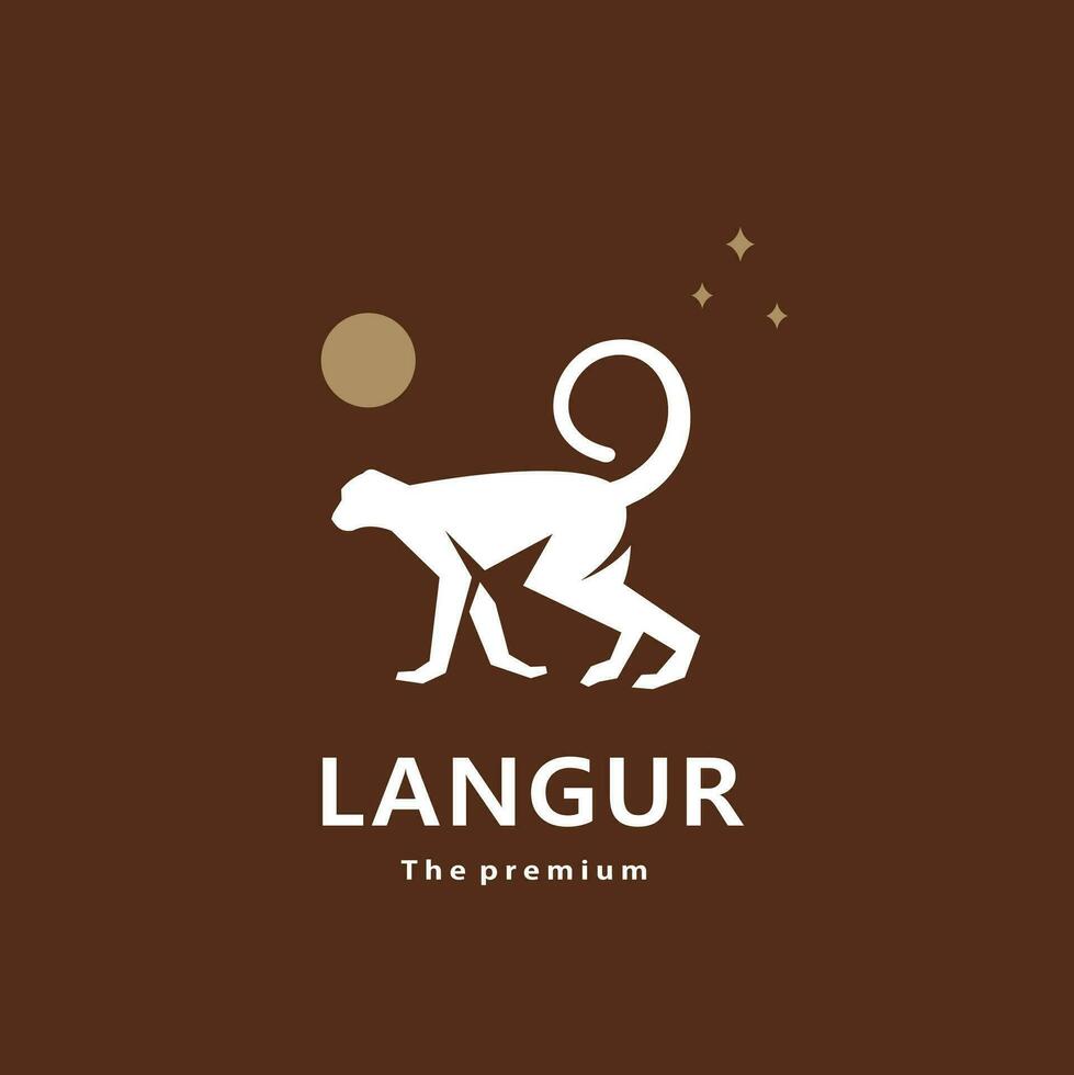 animal langur natural logo vector icono silueta retro hipster