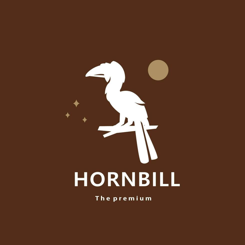 animal hornbill natural logo vector icon silhouette retro hipster