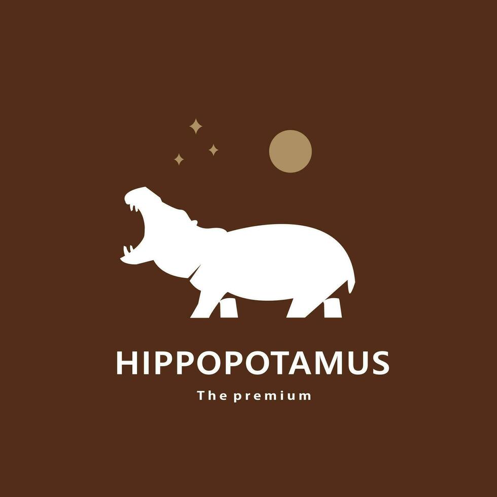 animal hipopotamus natural logo vector icon silhouette retro hipster