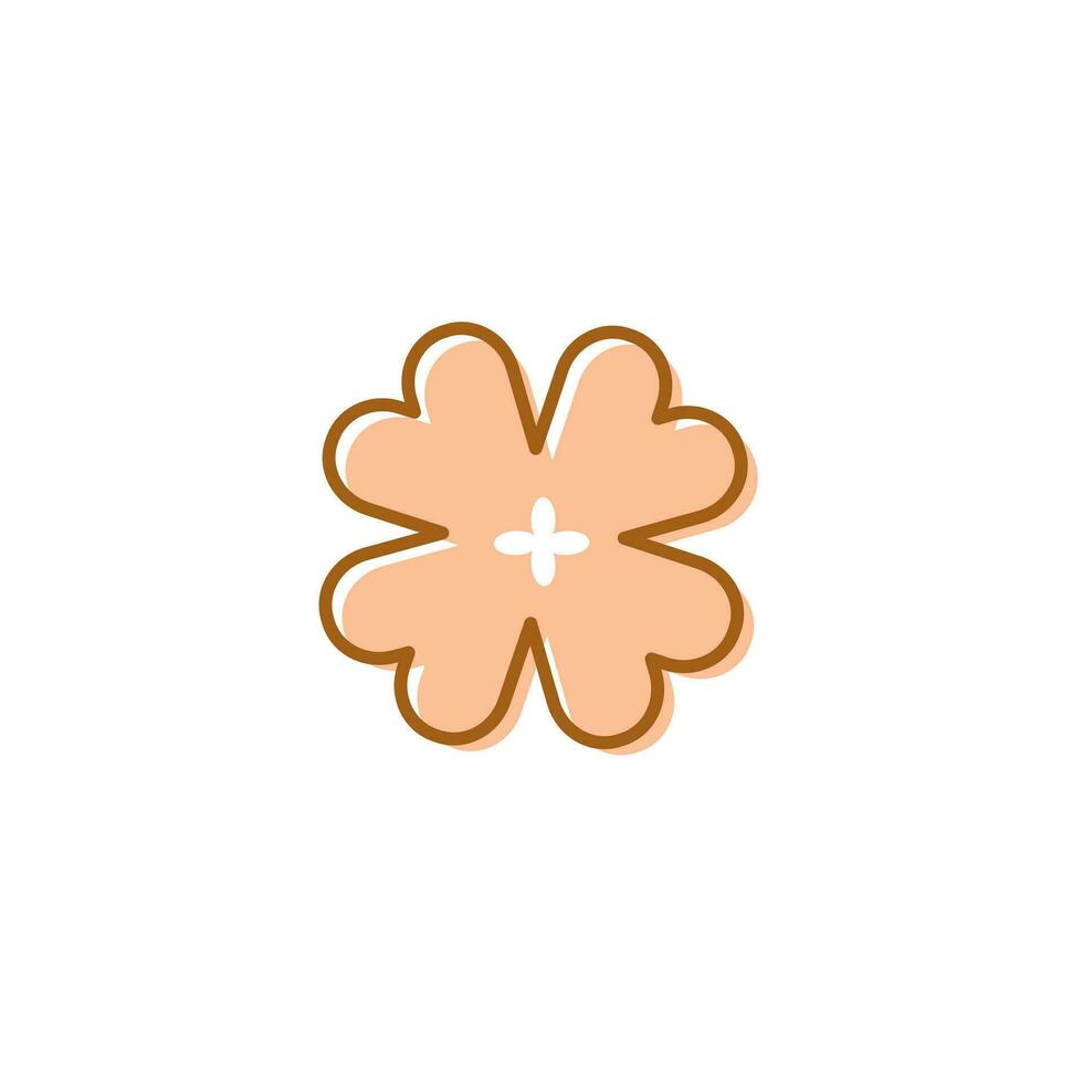 Four leaf clover icon peach trend color. St Patrick's Day vector illustration on white isolated background. Flower shape.