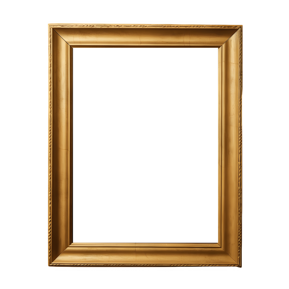 AI generated Simple Golden Picture Frame on a transparent Background png