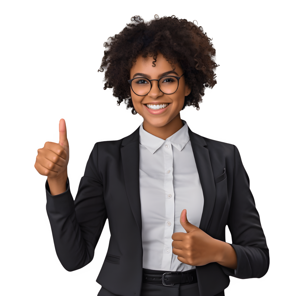 AI generated Confident Businesswoman Giving Thumbs Up png