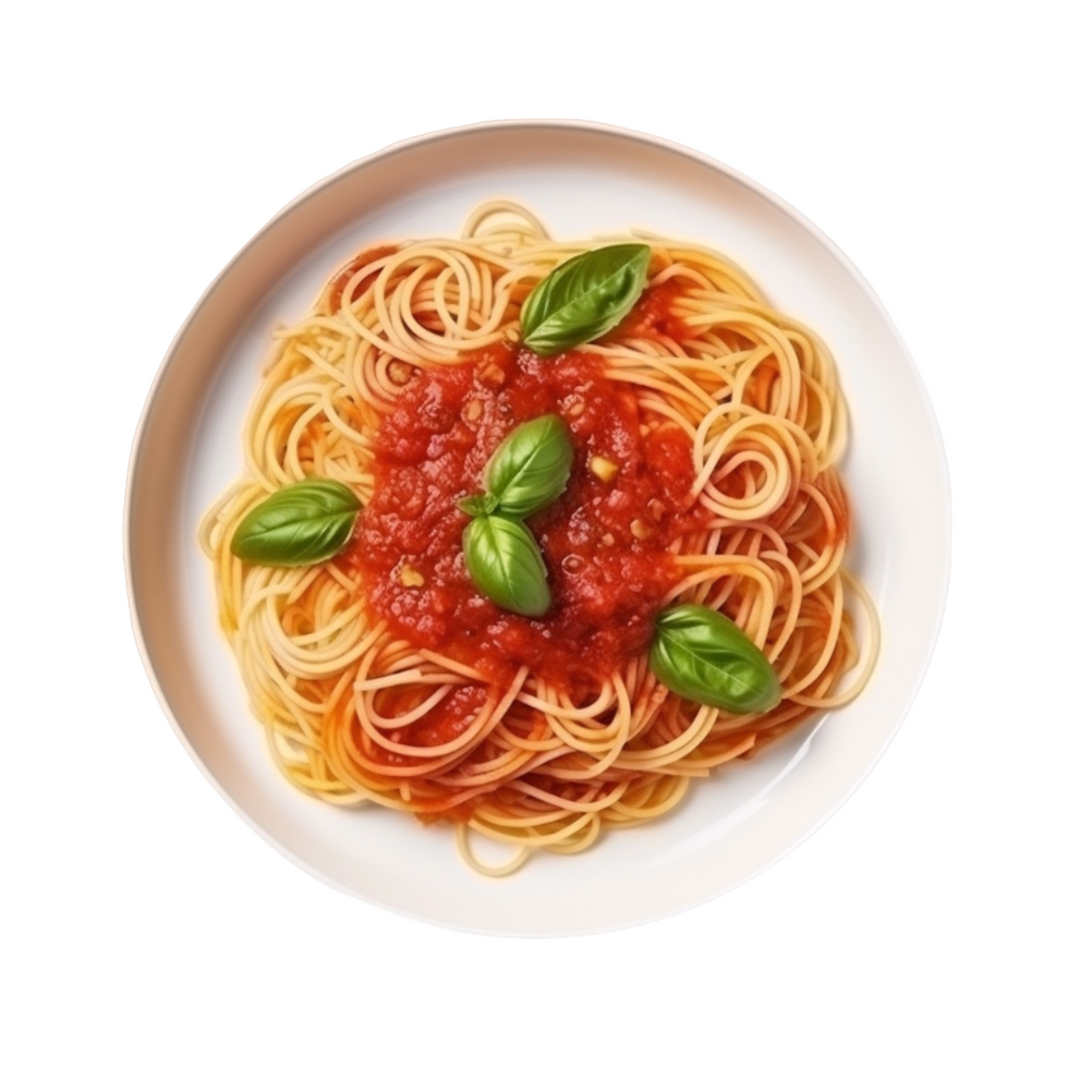 ai généré classique italien spaghetti avec tomate sauce et basilic png