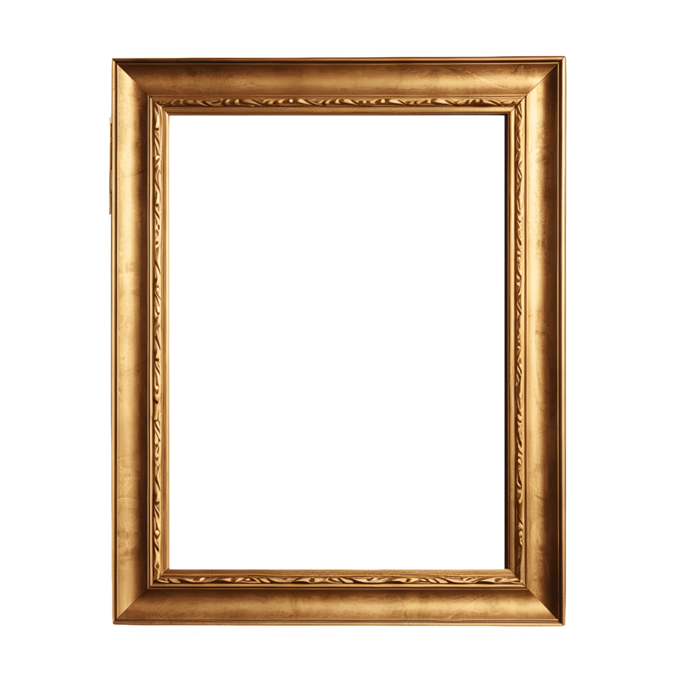 AI generated Simple Golden Picture Frame on a transparent Background png