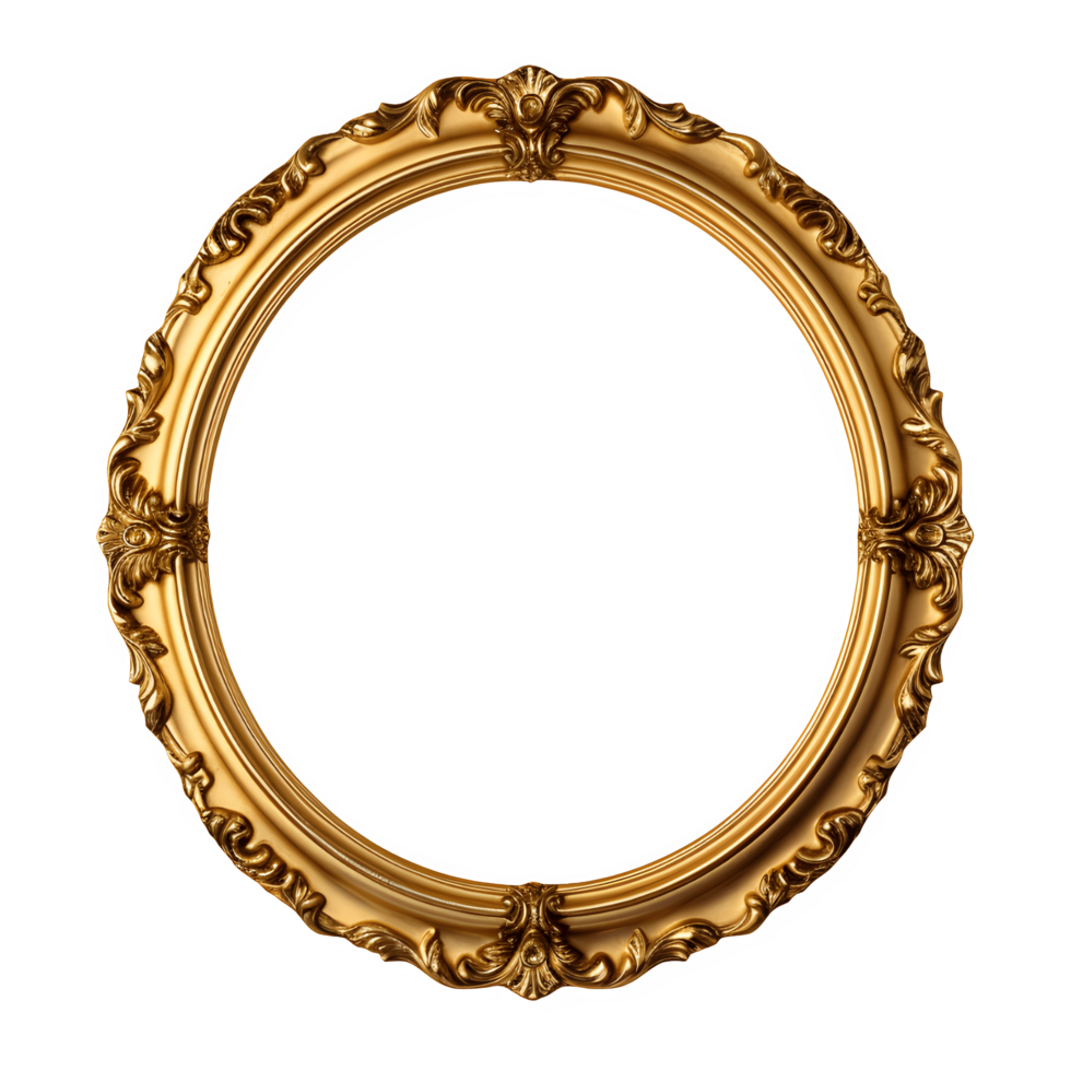 AI generated Elegant Golden Vintage Frame Isolated on transparent Background png