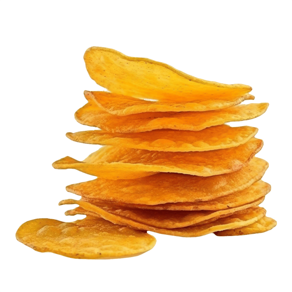 AI generated Crispy Potato Chips Stack  isolated on transparent background png