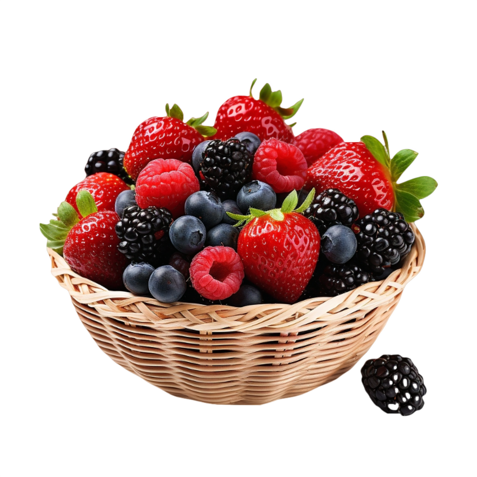 AI generated Assorted Fresh Berries on Basket png