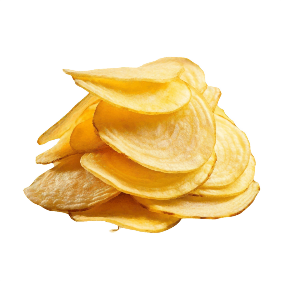 AI generated Crispy Potato Chips Stack  isolated on transparent background png