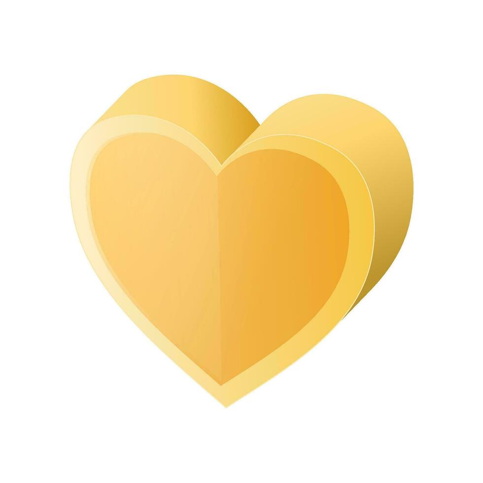 Vector yellow valentine heart icon isometric of red valentine heart vector