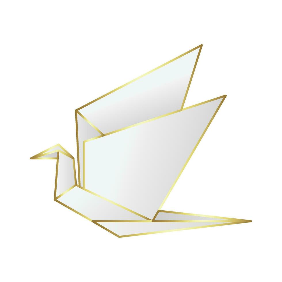 Vector classic bird origami illustration on white background