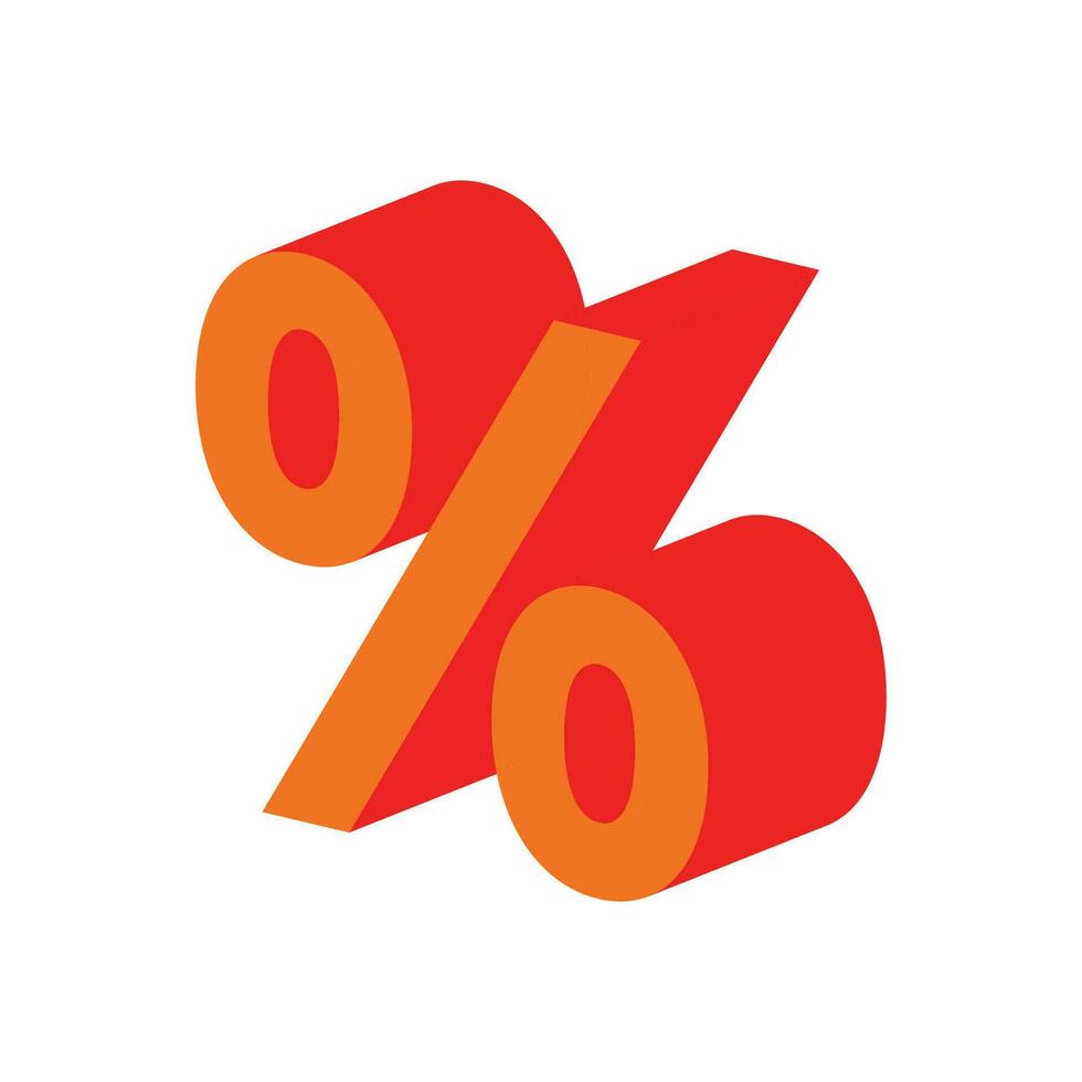 Vector red 3d sign percent discount on isolated background voucher gift vector illustration