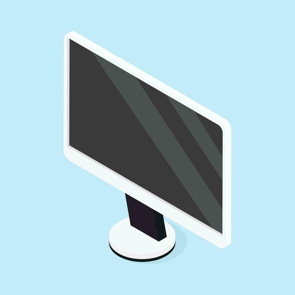 Vector monitor computer illustration on blue background