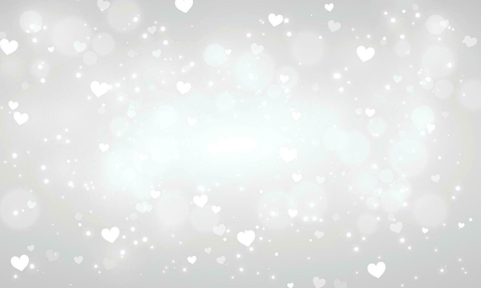 Vector gray blurred valentines day background with hearts bokeh