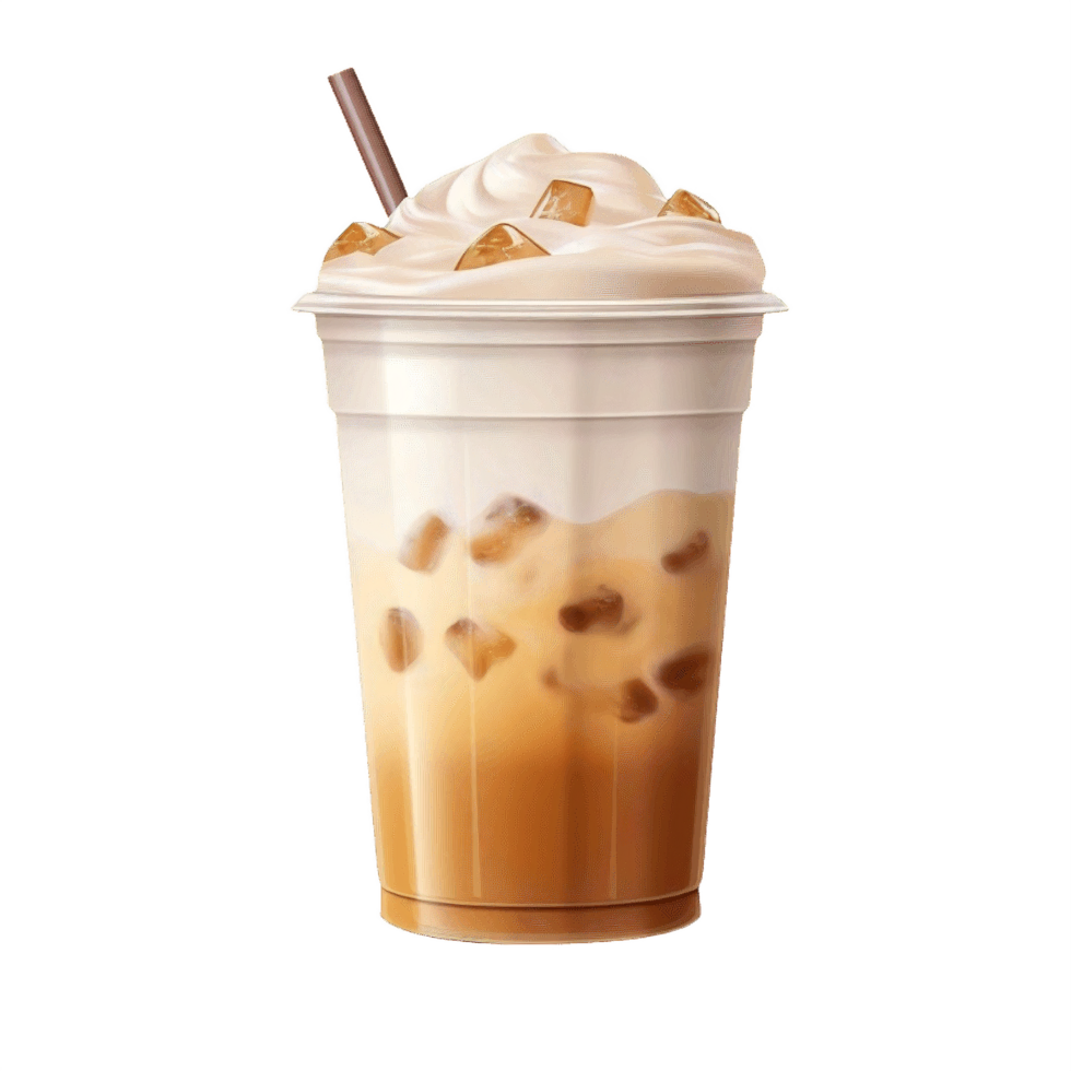 AI generated Caramel Swirl Iced Coffee on transparent background png