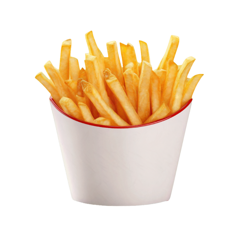AI generated Crispy French Fries in a White Paper Carton png