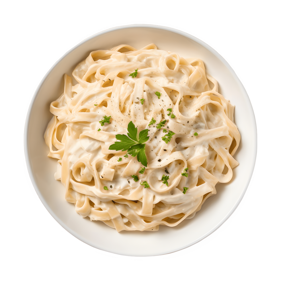 AI generated Fettuccine Alfredo Pasta with Basil Garnish 35906770 PNG