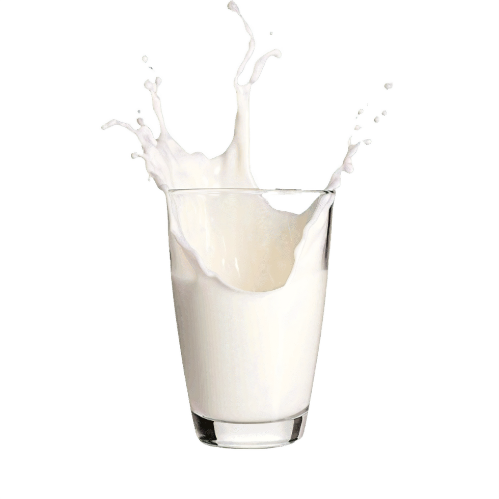 ai genererad färsk mjölk stänk i glas png