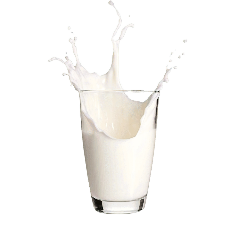 ai gegenereerd vers melk plons in glas png