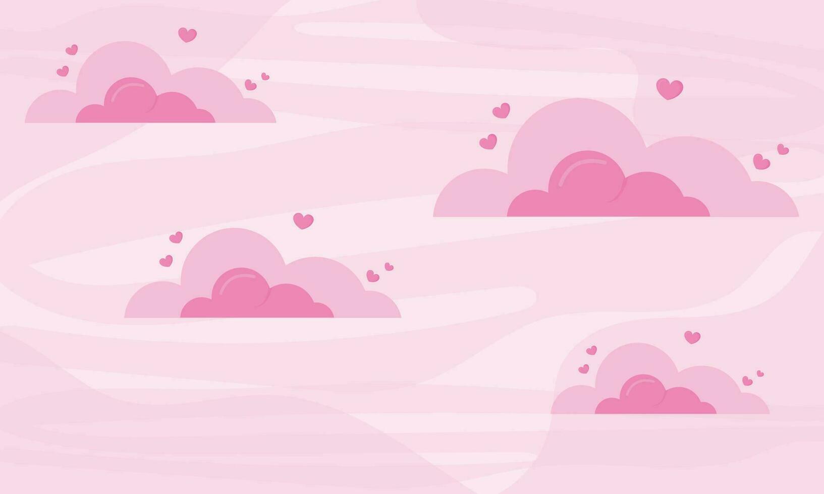 Vector valentine banner with pink clouds in the sky