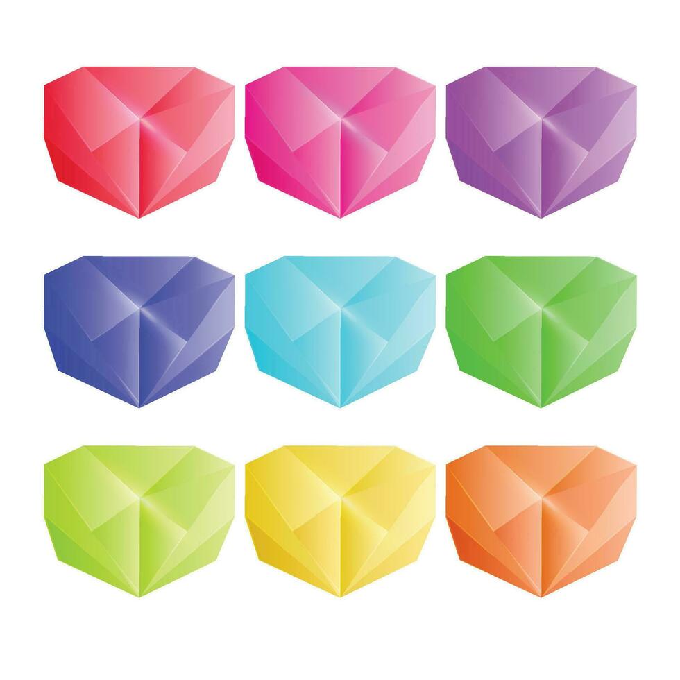 Vector assortment of colored gems on white