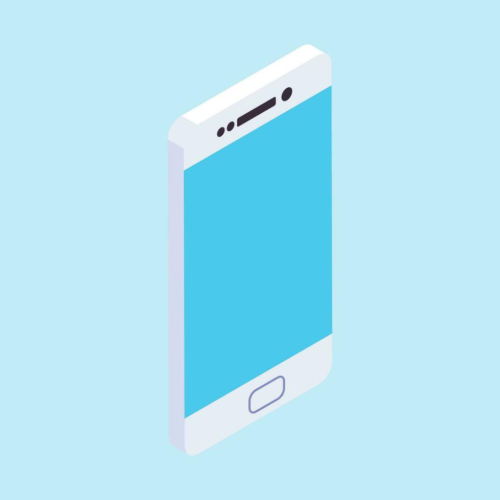 Vector phone isometric flat 3d style template with touchscreen display isolated