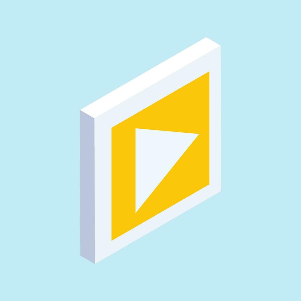 Vector isometric play button on blue background