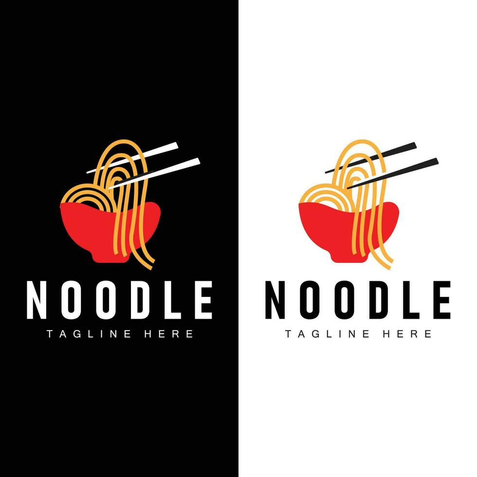 Ramen noodle logo simple noodle and bowl design inspiration chinese food template illustration vector