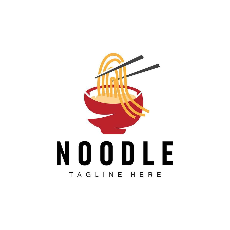 Ramen noodle logo simple noodle and bowl design inspiration chinese food template illustration vector