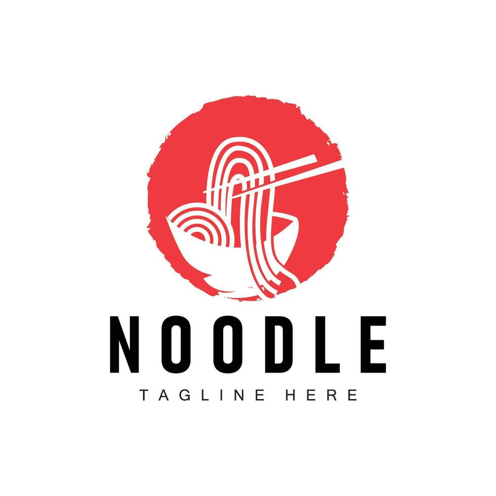 Ramen noodle logo simple noodle and bowl design inspiration chinese food template illustration vector