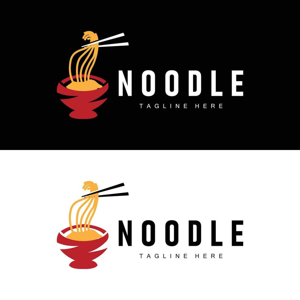 Ramen noodle logo simple noodle and bowl design inspiration chinese food template illustration vector