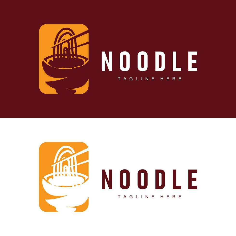 Ramen noodle logo simple noodle and bowl design inspiration chinese food template illustration vector