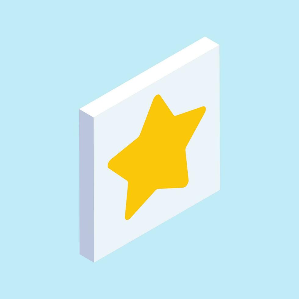 Vector 3d yellow stars glossy color icon for game on blue background