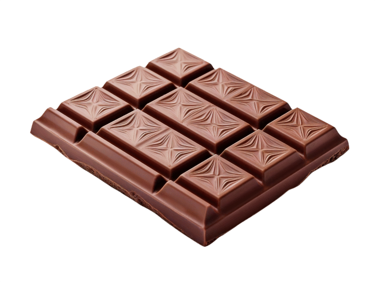 AI generated Milk Chocolate Bar with Elegant Pattern on transparent Background png