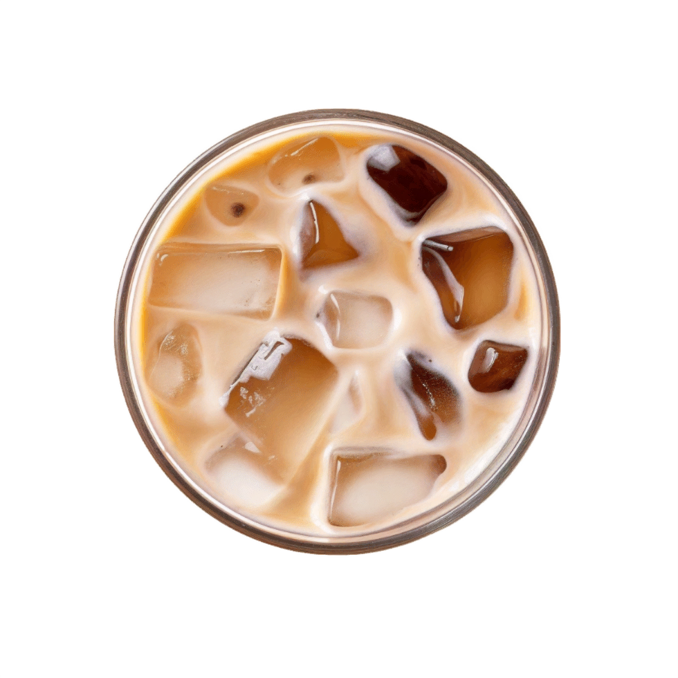 ai généré Haut vue de glacé café avec crème dans une verre png