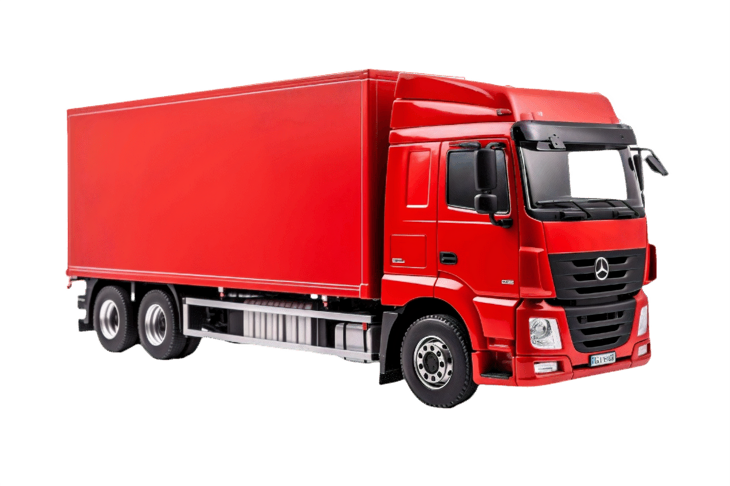 AI generated Red Cargo Truck Isolated on transparent Background png