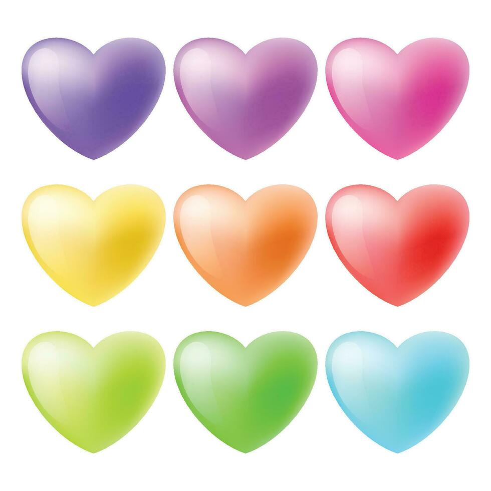 Vector colorful glossy heart illustration on white background