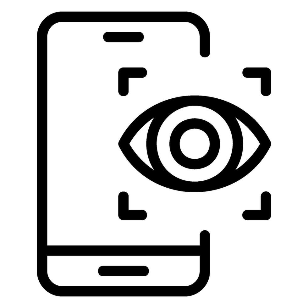 eye recognition line icon vector