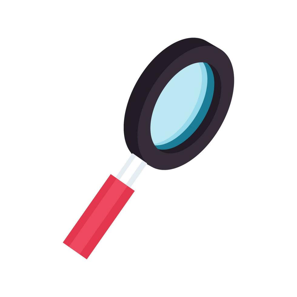 Vector magnifying glass in flat style on white background