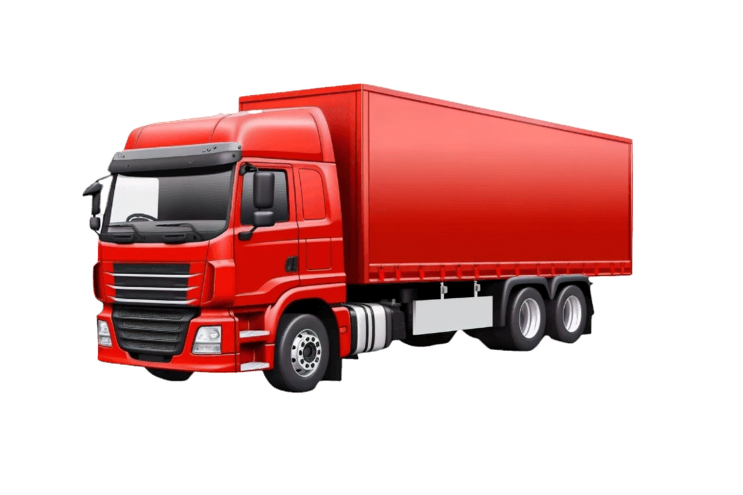 AI generated Red Cargo Truck Isolated on transparent Background png